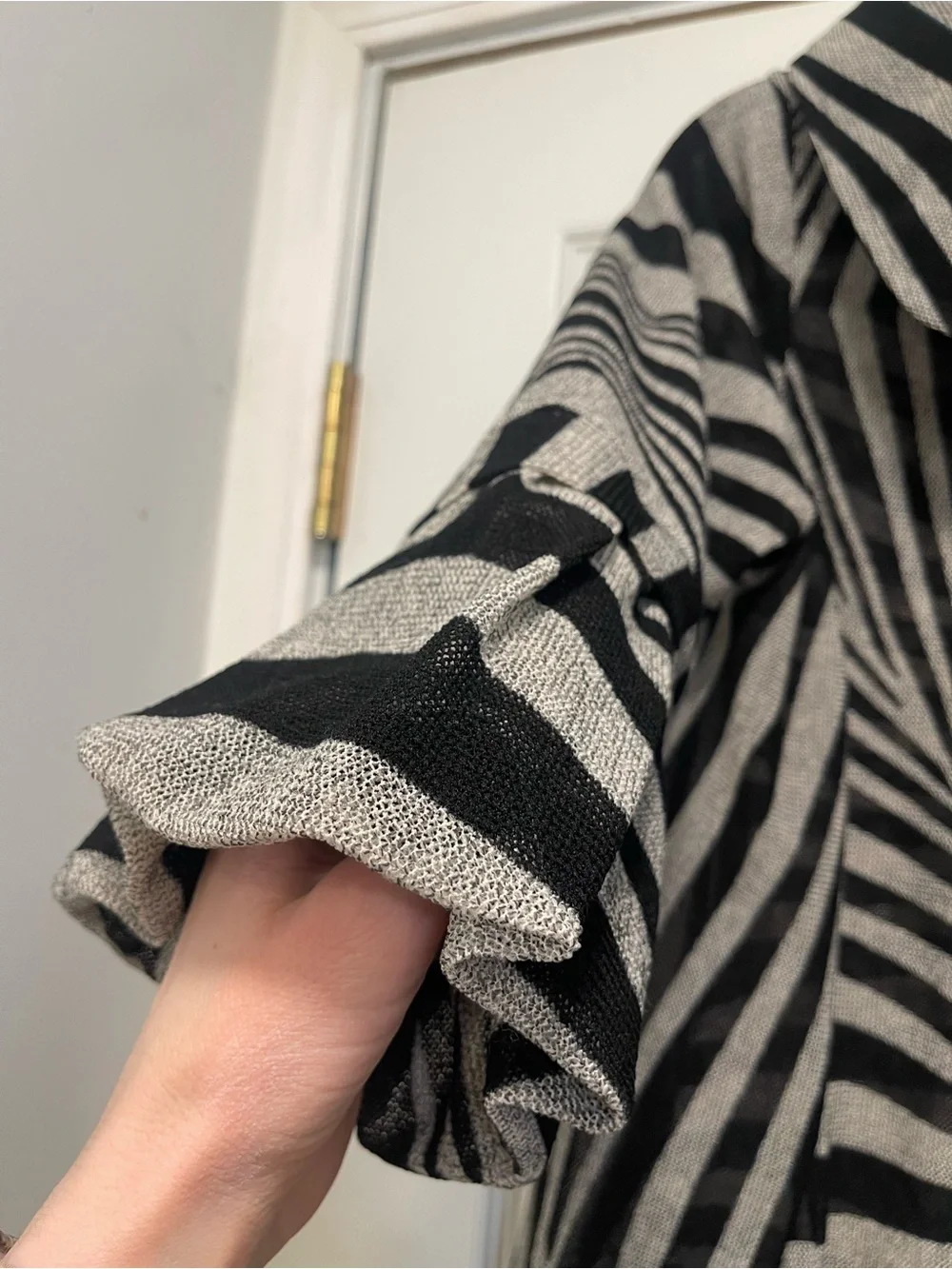 Damee, Inc. Women’s Sheer Geometric Striped Soutache Jacket Black Gray Medium